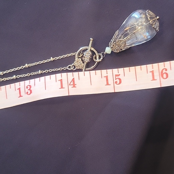 Make a Wish dandelion in blown glass necklace! 28" T- chain - Picture 8 of 13